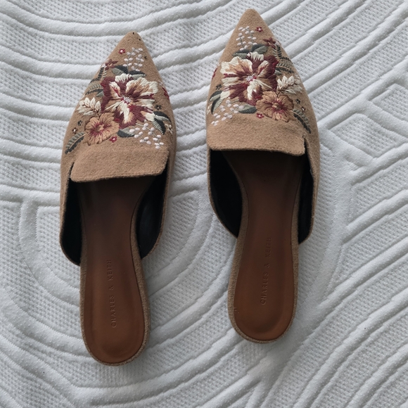 Charles & Keith Brown Floral Embroidered Mules - Picture 5 of 8